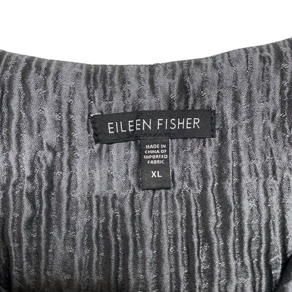 EILEEN FISHER Silver Gray Ribbed Silk Lined Collarless Jacket Size XL Formal - Picture 6 of 12